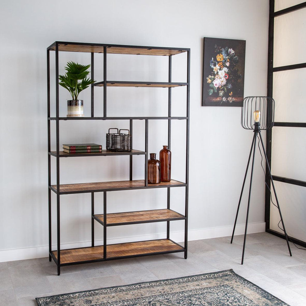 ANGEL FURNITURE Slim Line Black Frame Metallic Bookshelf with